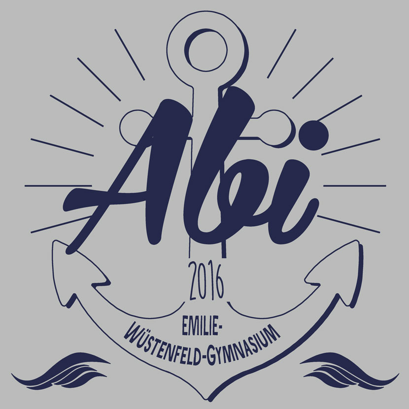 Grafik mit Anker, Wort "Abi", Jahreszahl 2016 und Name "Emilie" für das Wüstenfeld-Gymnasium.